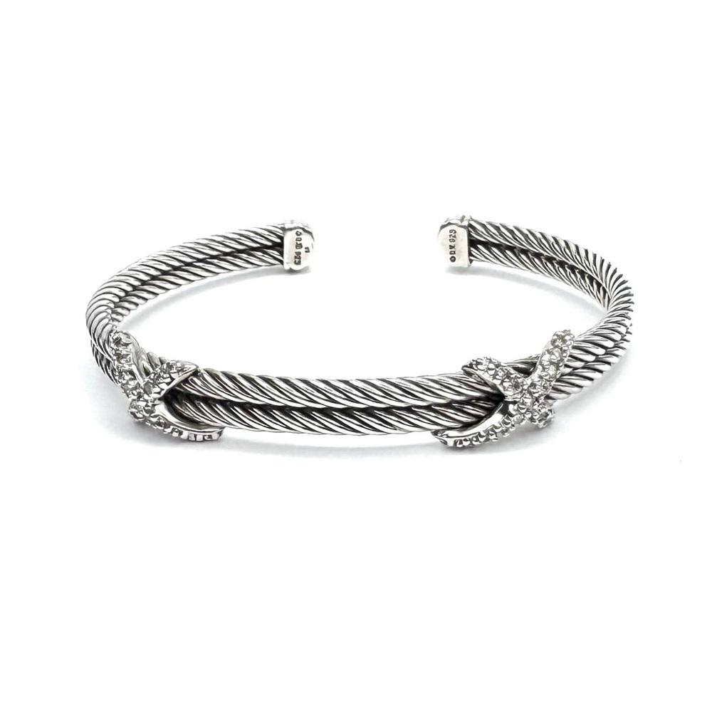 David Yurman Double Cable Double Diamond X
 Bracelet